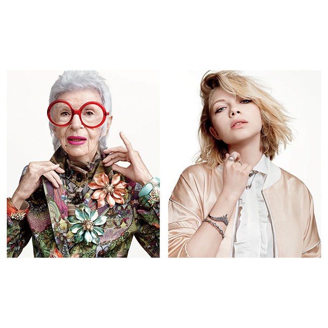 Apfel and Gevinson for Alexis Bittar’s ageless spring campaign