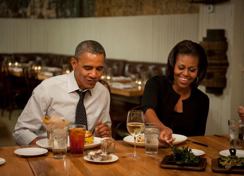 Barack and Michelle Obama dinner