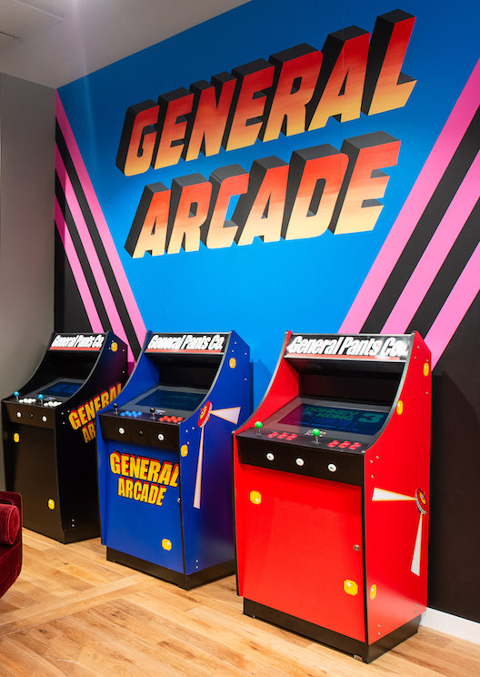 General Pants Co.’s newest retail space features a basketball half court and vintage arcade