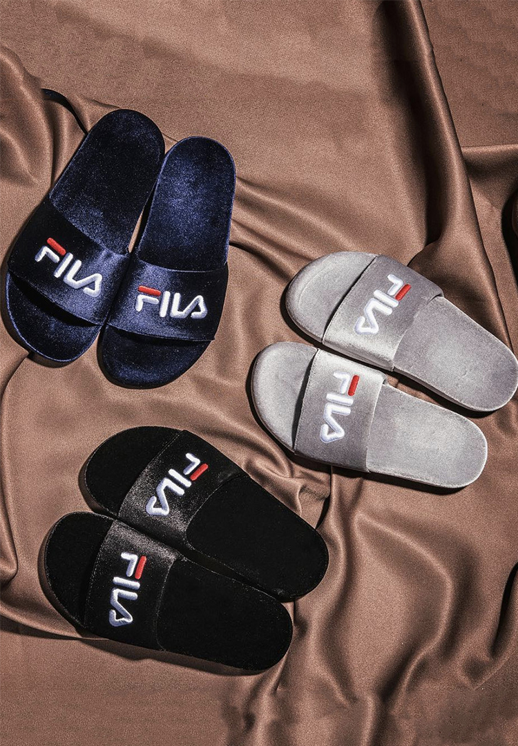Fila teases a range of velvet slides that would make George Costanza proud