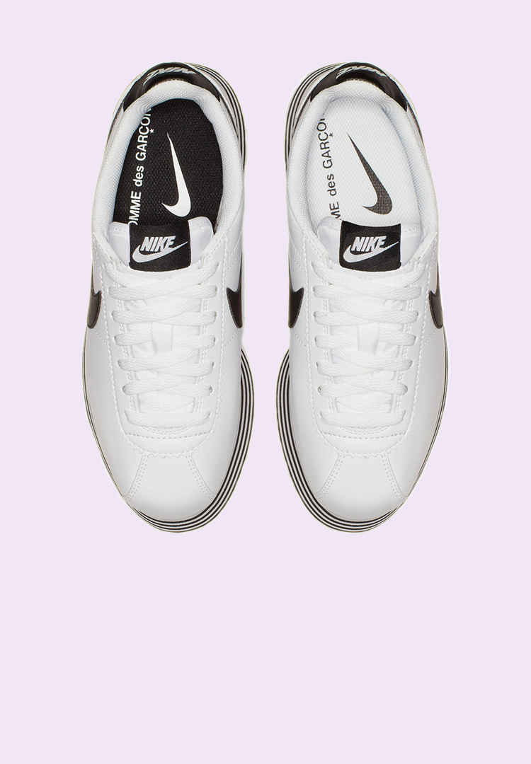 Here’s a close-up of the Comme des Garçons x Nike Cortez platform sneakers