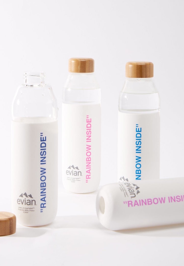 EVIAN BY VIRGIL ABLOH X SOMA Rainbow Inside Refillable Glass Water ...