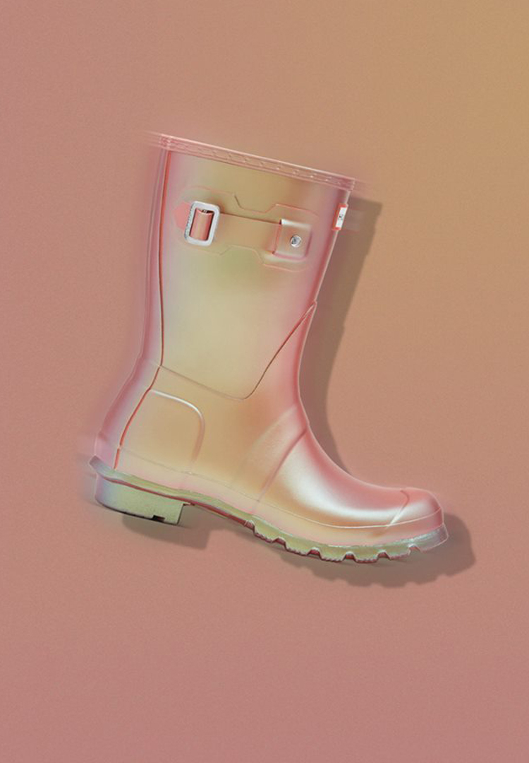 hunter pink iridescent boots