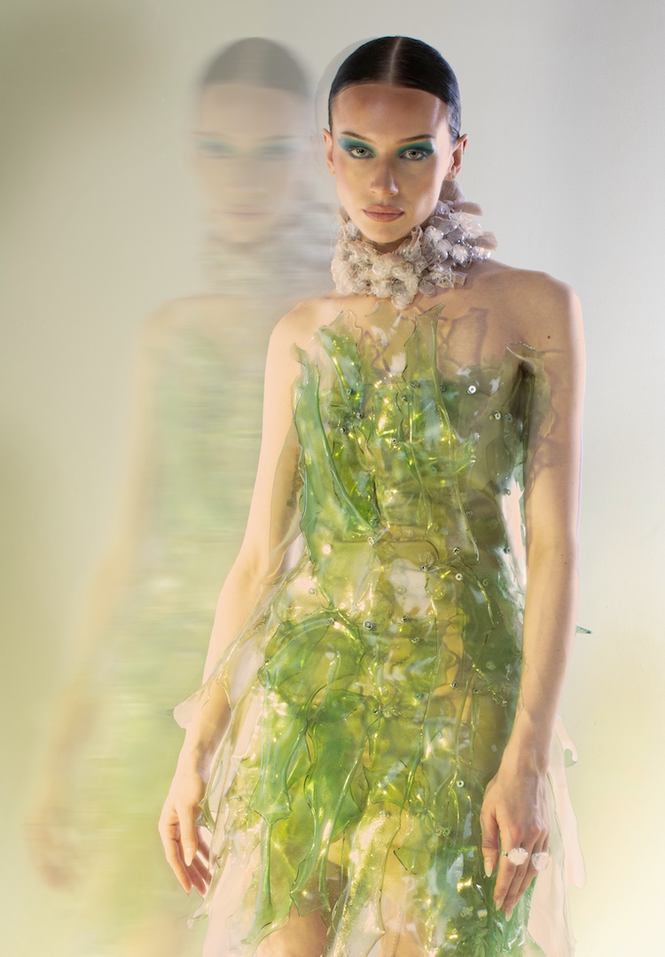 Melbourne fashion graduate Amy Cottrell is creating innovative pieces from biodegradable plastic
